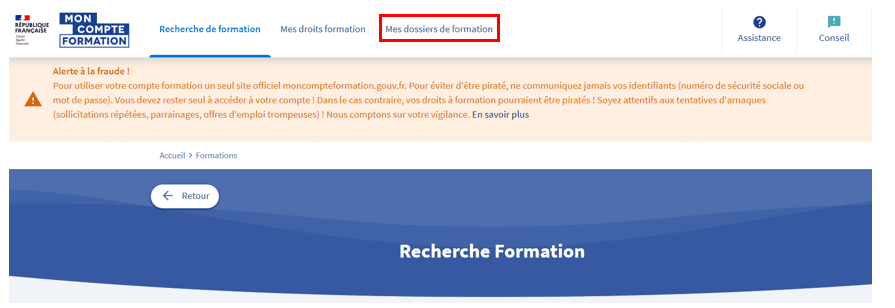 mes dossiers formation