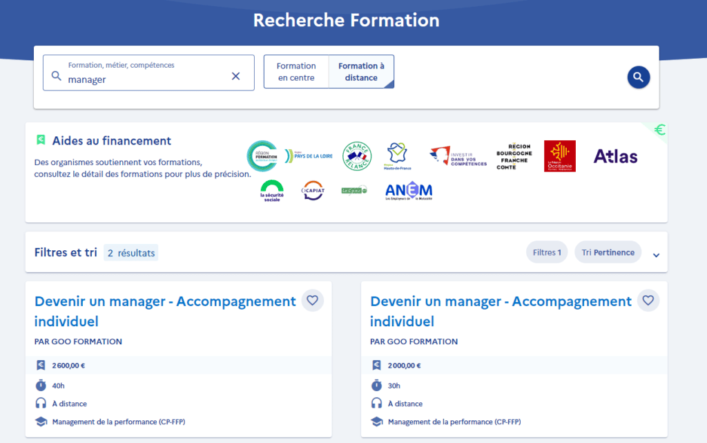 Recherche formation cpf